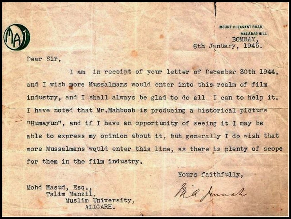M A Jinnahs letter
